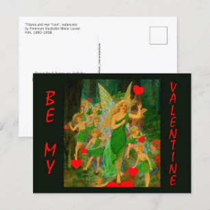 Valentine Fairyland Königin Titania rote Herzen Cu Postkarte