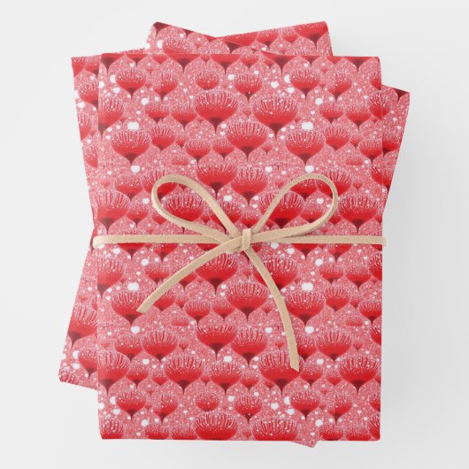 Valentine Fantasy Blume Rot und Weiß Geschenkpapier Set (Beispiel)