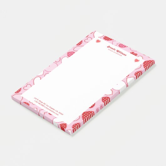 Valentine Farben Herz Muster Post-it Klebezettel (angewinkelt)