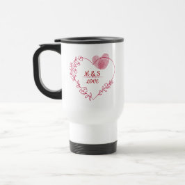Valentine Fingerprint Heart Floral Travel Mug Reisebecher