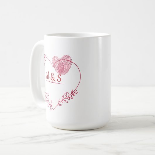 Valentine Fingerprint Heart Mug Kaffeetasse (Vorderseite Links)