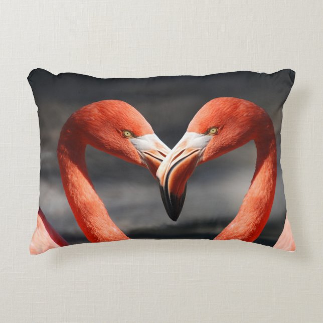 Valentine Flamingo Dekokissen (Vorderseite)