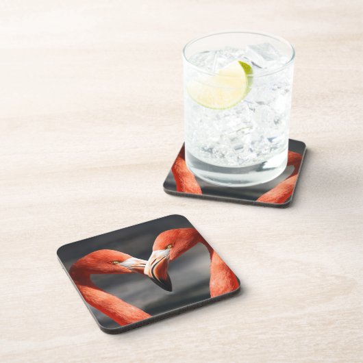 Valentine Flamingo Getränkeuntersetzer (Rechte Seite)