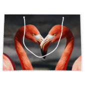 Valentine Flamingo Große Geschenktüte (Vorderseite)
