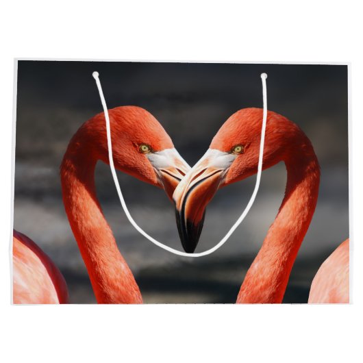 Valentine Flamingo Große Geschenktüte (Rückseite)