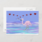 Valentine Flamingo Hummingbird Feiertagspostkarte (Vorne/Hinten)