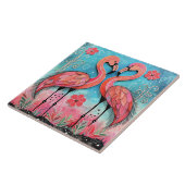 Valentine Flamingo Kunst Fliese (Seite)