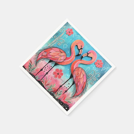 Valentine Flamingo Kunst Serviette (Ecke)