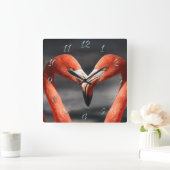 Valentine Flamingo Quadratische Wanduhr (Zuhause)