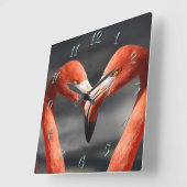 Valentine Flamingo Quadratische Wanduhr (Winkel)