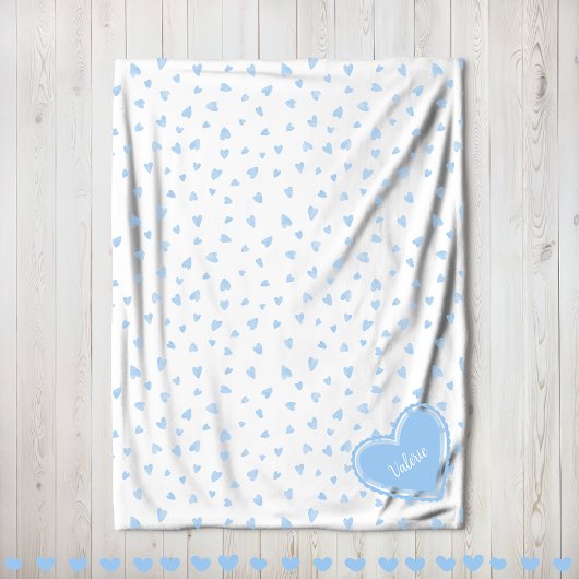 Valentine Floating Hearts blue Fleecedecke