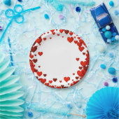 Valentine Floating Red Hearts Rimmed Plate Pappteller (Party)