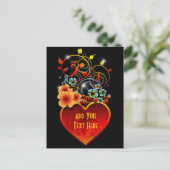 Valentine Floral Heart Liebe Postkarte (Stehend Vorderseite)