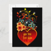 Valentine Floral Heart Liebe Postkarte (Vorne/Hinten)