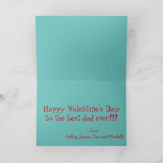 Valentine for Dad Elephants and Hearts Karte (Innenseite)