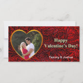 Valentine Foto Name Gold Herz Rote Abstrakte Karte (Vorderseite)