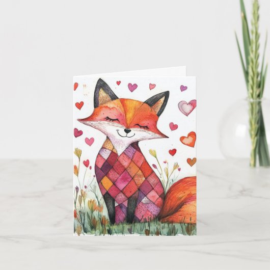 Valentine Fox Card Feiertagskarte (Vorderseite)