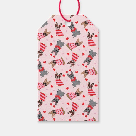 Valentine French Bulldogs Geschenkanhänger (Vorderseite)