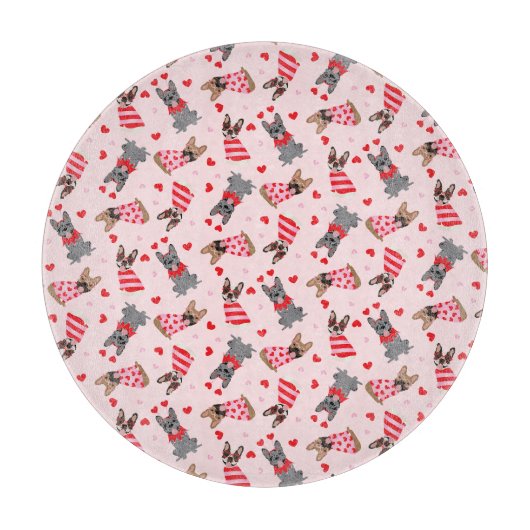 Valentine French Bulldogs Schneidebrett (Vorderseite)