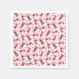 Valentine French Bulldogs Serviette