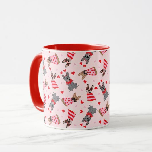 Valentine French Bulldogs Tasse (Vorderseite Links)