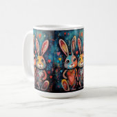 Valentine Friends Bunnies langes Herz Kaffeetasse (Vorderseite Links)