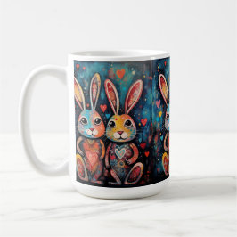 Valentine Friends Bunnies langes Herz Kaffeetasse