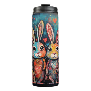 Valentine Friends Bunnies langes Herz Thermosbecher