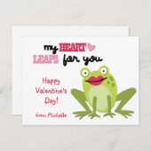 Valentine Frog Herzsprünge Feiertagspostkarte (Vorne/Hinten)