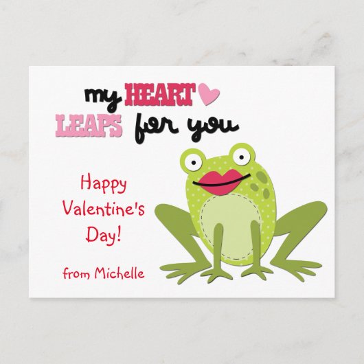 Valentine Frog Herzsprünge Feiertagspostkarte (Vorderseite)
