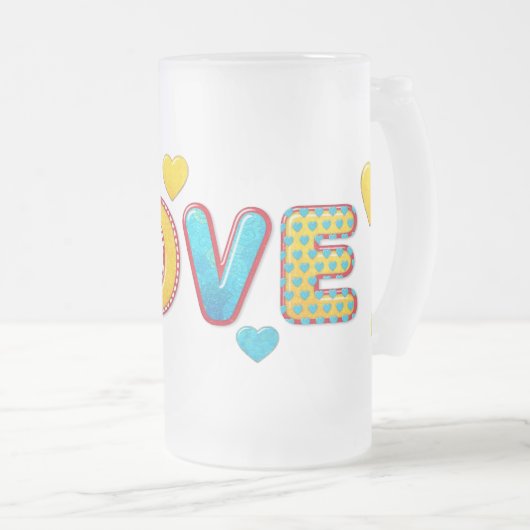 Valentine Fun 3D Mix und Match Mattglas Bierglas (VorderseiteRechts)