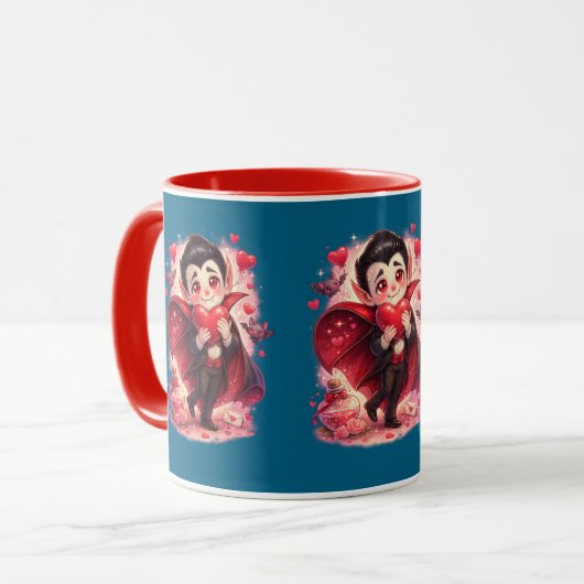 Valentine Funny Dracula Mug Tasse (Vorderseite Links)