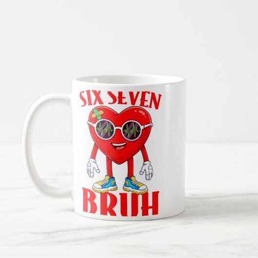 Valentine Funny Six Seven Bruh Meme 67 Heart Lover Kaffeetasse (Links)