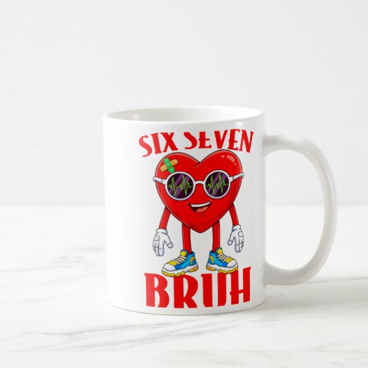 Valentine Funny Six Seven Bruh Meme 67 Heart Lover Kaffeetasse (Rechts)