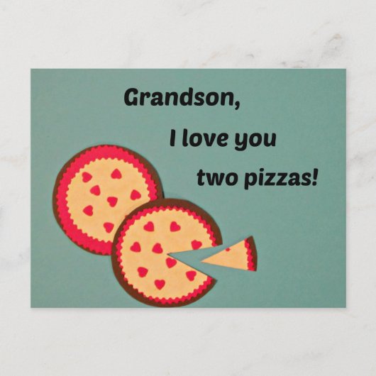 Valentine für Grandson - Pizza-Spaß Feiertagspostkarte (Vorderseite)