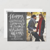 Valentine Future Herr und Frau Foto Save the Date Ankündigungspostkarte (Vorne/Hinten)