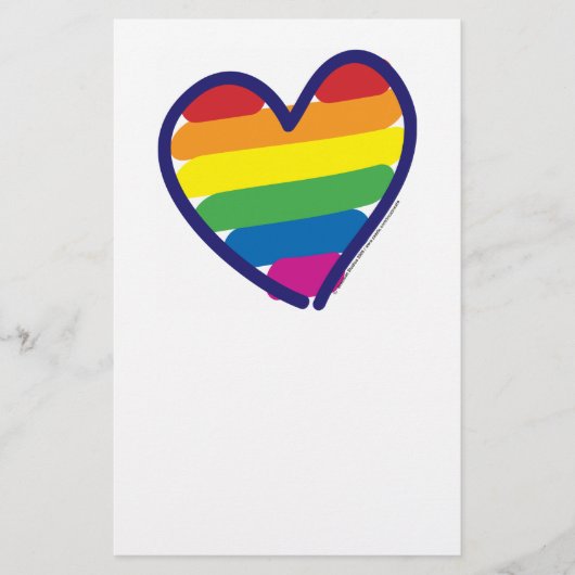 Valentine Gay Pride Rainbow Heart Briefpapier (Vorderseite)