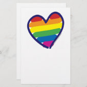 Valentine Gay Pride Rainbow Heart Briefpapier (Vorne/Hinten)
