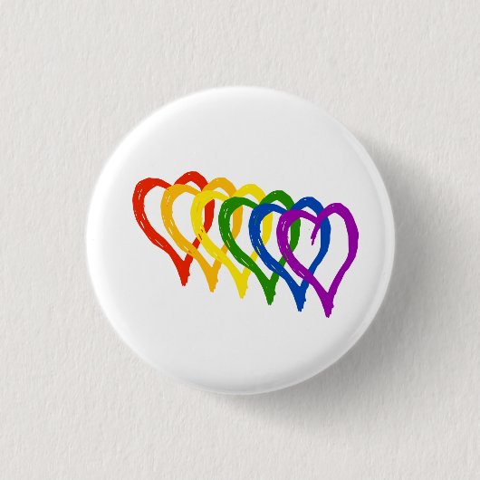 Valentine Gay Pride Rainbow Lagen Herz Button (Vorderseite)