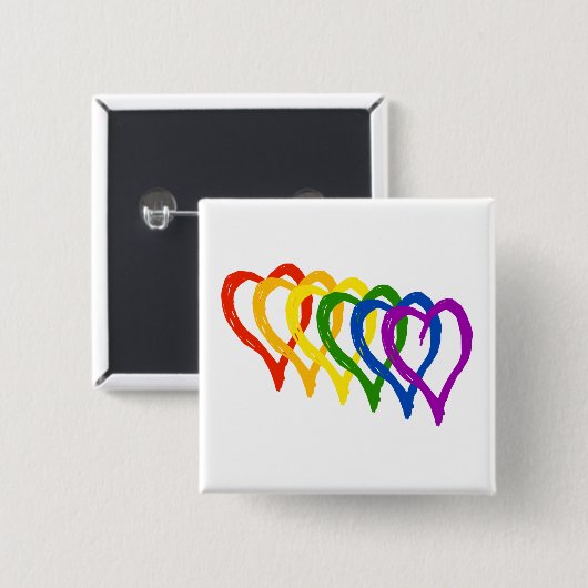 Valentine Gay Pride Rainbow Lagen Herz Button (Vorne & Hinten)