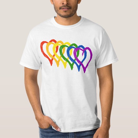 Valentine Gay Pride Rainbow Lagen Herz T-Shirt (Vorderseite)