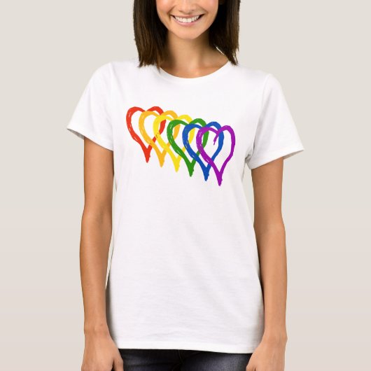 Valentine Gay Pride Rainbow Lagen Herz T-Shirt (Vorderseite)