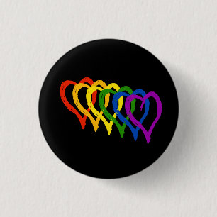 Valentine Gay Pride Rainbow-Layered-Hearts Button