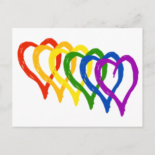 Valentine Gay Pride Rainbow Layered Hearts Feiertagspostkarte