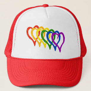 Valentine-Gay Pride-Regenbogen überlagerte Herzen Truckerkappe