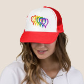 Valentine-Gay Pride-Regenbogen überlagerte Herzen Truckerkappe (Beispiel)
