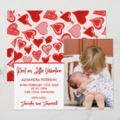 Valentine Geburtsankündigung Karte niedlich (Vorne/Hinten)