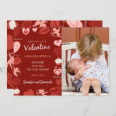 Valentine Geburtsankündigung Karte rot Rosa (Vorne/Hinten)