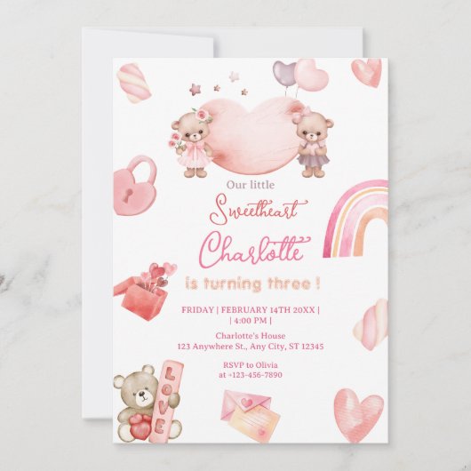 Valentine Geburtstagsparty Einladung (Vorderseite)