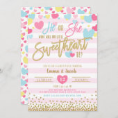 Valentine Gender Reveal Sweetheart Er oder sie Einladung (Vorne/Hinten)